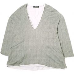 UNDERCOVER アンダーカバー 18SS 日本製 ヘリンボーンウラケ深Vネックプルオーバー UCU1804-1 1 グレー トレーナー 七分袖 裏毛 スウェット トップス g19913