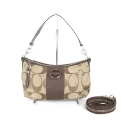 『USED』 コーチ シグネチャー F17439 ショルダーバッグ キャンバス ダークブラウン