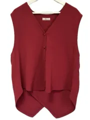 シセンドウ 詩仙堂 HITOSHI TAMURA  ちりめん 縮緬 ベスト ジレ ボルドー レッド 赤 ノースリーブ トップス