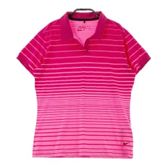 サイズ：L NIKE GOLF ナイキゴルフ  半袖ポロシャツ スキッパー ボーダー柄 ピンク系 [240101338309]# ゴルフウェア レディース ストスト