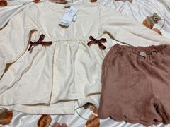 プティマイン　新品　100cm セットアップ　リボン　秋服　冬服　女の子