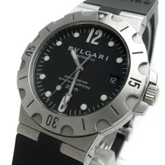 ブルガリ ディアゴノ スクーバ オートマチック メンズ 黒文字盤 SD38S 時計 BVLGARI 自動巻き SD38SVD
