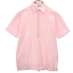 ランバンコレクション 日本製 半袖 ポロシャツ M ピンク系 LANVIN COLLECTION 鹿の子 メンズ 古着 【240403】のサムネイル