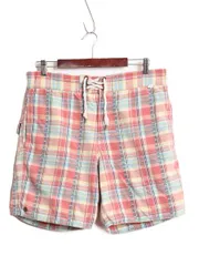 【お得なクーポン配布中!】 00s ポロ ラルフローレン チェック ショートパンツ メンズ S / サーフ スイム ショーツ 短パン 水陸両用 マルチカラー ナイロン コットン
