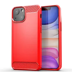 iPhone14 Plus ケース  カーボン調 薄型 耐衝撃 ソフト ケース 【Color】 レッド
