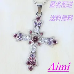 クロスネックレス ピンク ハート シルバー ゴシック パープルジルコニア ペンダント 十字架 ジュエリー お洒落 アクセサリー