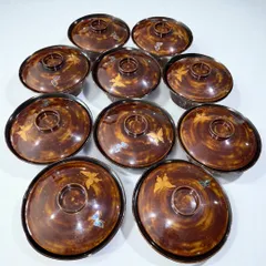 某有名オークション買入 蒔絵 螺鈿 作家物 10客セット 銘あり 漆器 お椀 吸い物椀 江戸~明治時代 未使用品