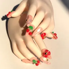 ドール用　ピンクさくらデザインネイルチップ