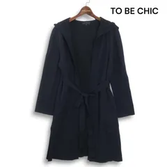TO BE CHIC トゥービーシック 秋冬 ウール♪ フード カーディガン ニット ガウン 羽織り Sz.2 レディース ネイビー 日本製