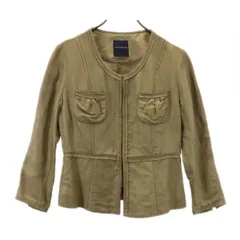 トゥモローランド 日本製 リネン シルク ブレンド ノーカラー ジャケット 38 ブラウン系 TOMORROWLAND collection レディース 【中古】  【230821】