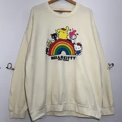 HELLO KITTY スウェット トレーナー サンリオ プリントデザイン キティ マイメロ ポムポムプリン ケロケロケロッピ メンズ ホワイト イエロー