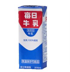 毎日牛乳(常温保存可能品)　200ml× 24本入　紙パック〔牛乳 生乳100％ ミルク milk みるく 毎日牛乳〕
