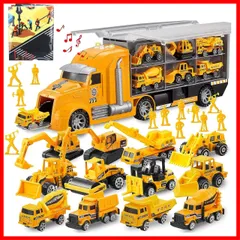 建設車両 1台収納車 12台ミニカーセット トラック 車おもちゃ 工事マップ付き 建設車両セット はたらく車 工事カー 作業車両 合金製ミニカー 室内遊び 男の子 女の子 贈り物 クリスマス 誕生日のプレゼント(6歳以上）