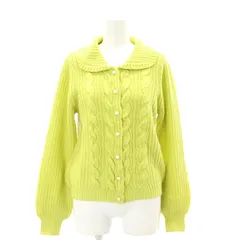 フランシュリッペ franche lippee シェリーラファム ケーブルニットカーディガン 長袖 フェイクパールボタン M 黄緑 イエローグリーン /ES ■OS