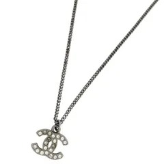 シャネル CHANEL ココマーク ラインストーン ネックレス CC ネックレス シルバー ラインストーン シルバー レディース 【中古】