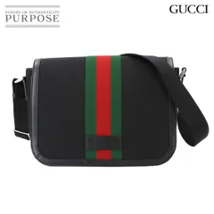 新品同様 グッチ GUCCI シェリーライン メッセンジャー ショルダー バッグ キャンバス レザー ブラック 630921 Messenger Bag 90294463