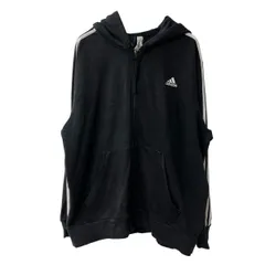 adidas ロゴスウェット パーカー XL ブラック アディダス フーディー ジップアップ スリーストライプス 古着卸 アメリカ仕入 a709-6421