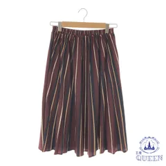 ☆美品☆ anySiS エニィスィス スカート 膝丈 フレア ストライプ ウエストゴム レディース パープル 1 901-6807 送料無料 古着