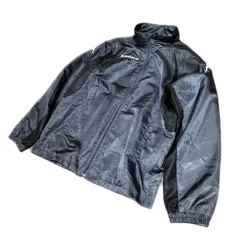 ☆KAPPA ナイロントラックジャケット ジャージトップス 裏地フリース素材 フルジップアップ 切替 無地 メンズ サイズL 灰×黒 アウター カッパ テックウェア y2k 希少 レア 古着 USED