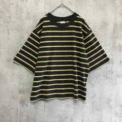 Niko and ...  ニコアンド　クルーネック半袖Tシャツ  ダークグレー×イエロー×ボーダー柄　レディース　M(3)サイズ