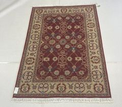 高級段通 絨毯 ラグ 310×245cm ブルー 華柄 牡丹 クリーニング後発送