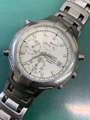 稼働品】SEIKOセイコー アラーム クロノグラフ100M 7T62 ホワイト 