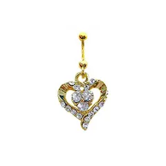 １８Ｇオープンハートinストーンハート 耳兼用ボディピアス ヘソピアス へそピアス 耳ピアス