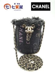 【美品】CHANEL シャネル マトラッセ ブラックデニム チェーンショルダーバッグ 巾着 フリンジ ゴールド金具 32番台 ショルダーバッグ