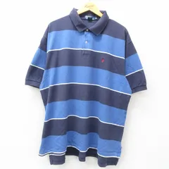 XL/古着 ラルフローレン 半袖 ブランド ポロ シャツ メンズ 90s ワンポイントロゴ 鹿の子 大きいサイズ コットン 紺他 ネイビー ボーダー s