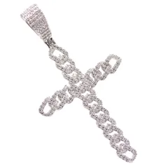 ペンダントトップ メンズ 18金 K18 18K ホワイトゴールド クロス ダイヤモンド 十字架 ペンダントヘッド 男性用 大きめ メンズペンダントトップ ネックレスヘッド鑑別書付き【アクセサリーマート/メルカリShops店】