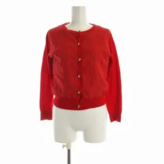 エフデ ef-de アンサンブル ニット カーディガン カットソー レース ビジュー装飾 半袖 長袖 9 赤 レッド 51-43173702 /RO
