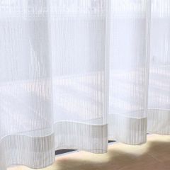 【防炎】2倍ヒダ　レースカーテン　無地　ホワイト　巾68cm×丈219cm　2枚組