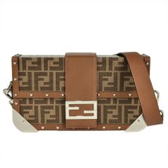 フェンディ FENDI ズッカ トランク ショルダーバッグ PVC レザー 7VA498 ブラウン レディース【中古】