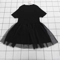 ◇ ⊂ 未使用 coca コカ チュール ペプラム 半袖 ニット カットソー サイズL ブラック系 レディース E  【1508060003041】