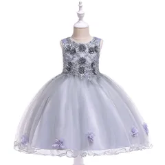 キッズドレス 子供ドレス こども 七五三 結婚式 ピアノ発表会 ワンピース 女の子 フォーマル プリンセス ドレス ジュニアドレス レッド シャンパン グレー 赤 ピンク フォーマルドレス 花いっぱい チュールスカート ワインレッド 撮影 bu1H471