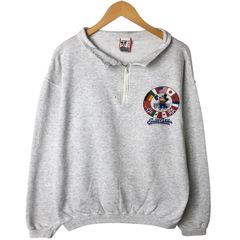 古着 90年代 Disney DESIGNS MICKEY MOUSE ミッキーマウス Epcot Center エプコット 襟付き ハーフジップスウェットシャツ/eaa544661