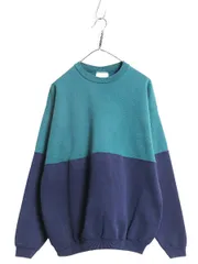 【お得なクーポン配布中!】 90s USA製 ヘインズ 無地 スウェット メンズ レディース L / オールド トレーナー 裏起毛 ツートン シンプル ターコイズ グリーン ネイビー