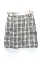 ◇ ⊇ SLOBE IENA スローブ イエナ チェック柄 ウール ミニ 台形 スカート サイズ38 グレー ブラック マルチ レディース E  【1505290025393】