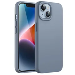 JEDirect iPhone 14 Plus 6.7インチ用 シリコンケース シルキーソフトタッチフルボディ保護ケース マイクロファイバーライニング付き耐衝撃カバー (シエラブルー)