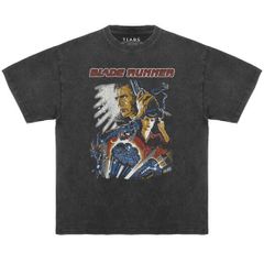 メンズ レディース 半袖Tシャツ 映画 SF Tシャツ ブレードランナー 色落ち加工ブラック　XLサイズ