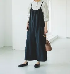 doux blue ドゥーブルー レーヨンリネンサロペット オーバーオール ポケット リボン 麻 大きいサイズ ゆったり とろみ DB-211-024 茶色 ブラウン フリーサイズ レディース 夏 ゴーゴー古着マルイ北千住店 34 No.265