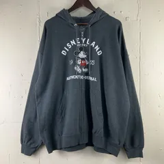 ディズニーランド ミッキーマウス キャラクター プリント フルジップ スウェットパーカー フーディ メンズ2XL レディース 古着 グレー Disney ディズニー 大きいサイズ ビッグサイズ【f231206009】