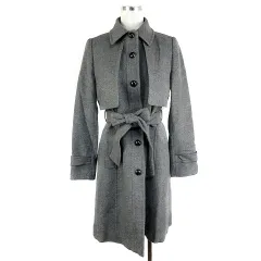 22オクトーブル 22 OCTOBRE コート ステンカラー 長袖 ウエストリボン 厚手 ウール カシミヤ混 無地 38 グレー アウター