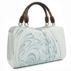 和装バッグ 本場筑前博多織 世美庵 華三彩 一輪館 正絹 白地 水色 青 更紗 唐草 和柄 日本製 手提げバッグ トートバッグ あお No.8-3168