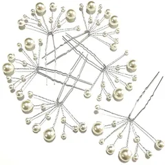 K&R(ケイアンダール) ヘアピン パール 結婚式 卒業式 入学式 髪飾り ヘッドドレス 和装 アレンジ ワイヤー 6本(ワイヤー 6本)