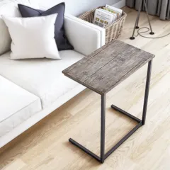 【新着商品】ベッド横 ミニテーブル コーヒーテーブル 幅55×奥行35×高さ65cm コの字型デザイン ナイトテーブル 多機能 木目調 サイドテーブル 簡易テーブル 小型テーブル YEARCOLOR アンティークブラウン