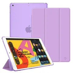 パープル Fintie iPad 10.2 ケース iPad 第9 / 8 / 7世代 ケース 2021 2020 2019 半透明バックカバー 三つ折スタンド スリープ機能 軽量 薄型 傷つけ防止 PUレザー iPad 10.2インチ(2021/2020/2