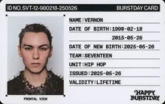 【中古】コレクションカード(男性)/ SEVENTEEN/バーノン(VERNON)/CD「HAPPY BURSTDAY」(NEW BURSTDAY Ver.)封入IDカード