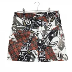 【超美品】キャロウェイ スカート グレー系×レッド 総柄 ストレッチ 内側インナーパンツ レディース L ゴルフウェア Callaway