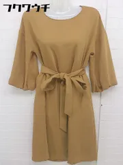 ◇ ◎ BEAMS LIGHTS ビームス ライツ リボン付き 七分袖 膝丈 ワンピース サイズ36 キャメル系 レディース  【1110050006712】のサムネイル